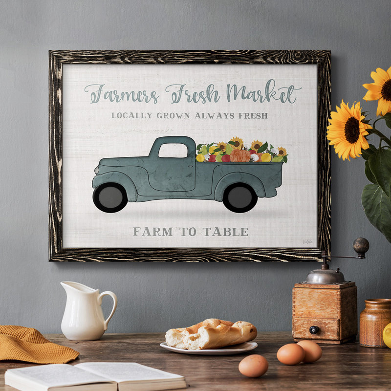 Fresh Fresh Sunflowers Truck, reproduction d'art sur toile, Noir, H 18 po x l 26 po x P 1,5 po
