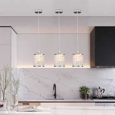 Luminaire suspendu réglable en cristal 3 pièces 3 pièces