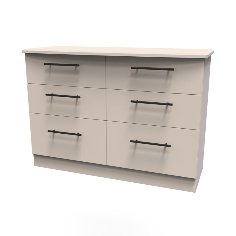 Fully Assembled Macdowell 6 Drawer 112cm W Double Dresser, Kashmir Matt