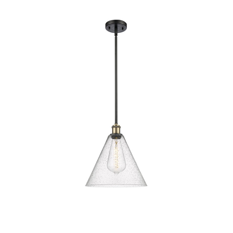 Luminaire suspendu conique à 1 lumière Gratia, DEL, Laiton antique noir, H 12,75 po x l 12 po x P 12 po