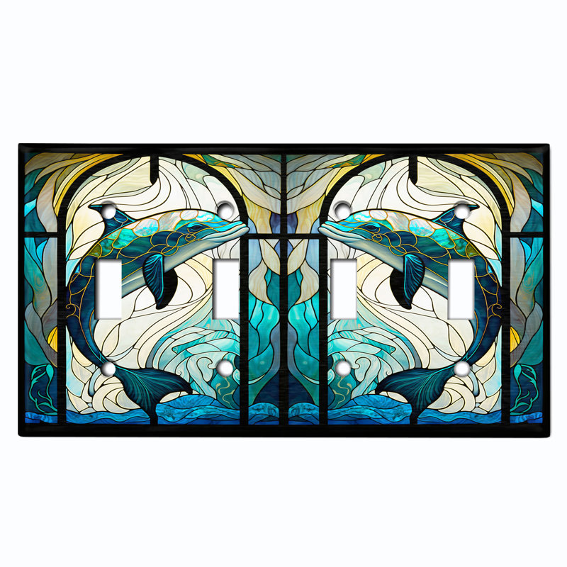 Copper Rust Patina Teal Print 4 - Gang Toggle Light Switch Standard Wall Plate