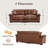 91.5" Vintage Brown PU Leather Sofa - Tufted Design & Included Accent Pillows-1668362973