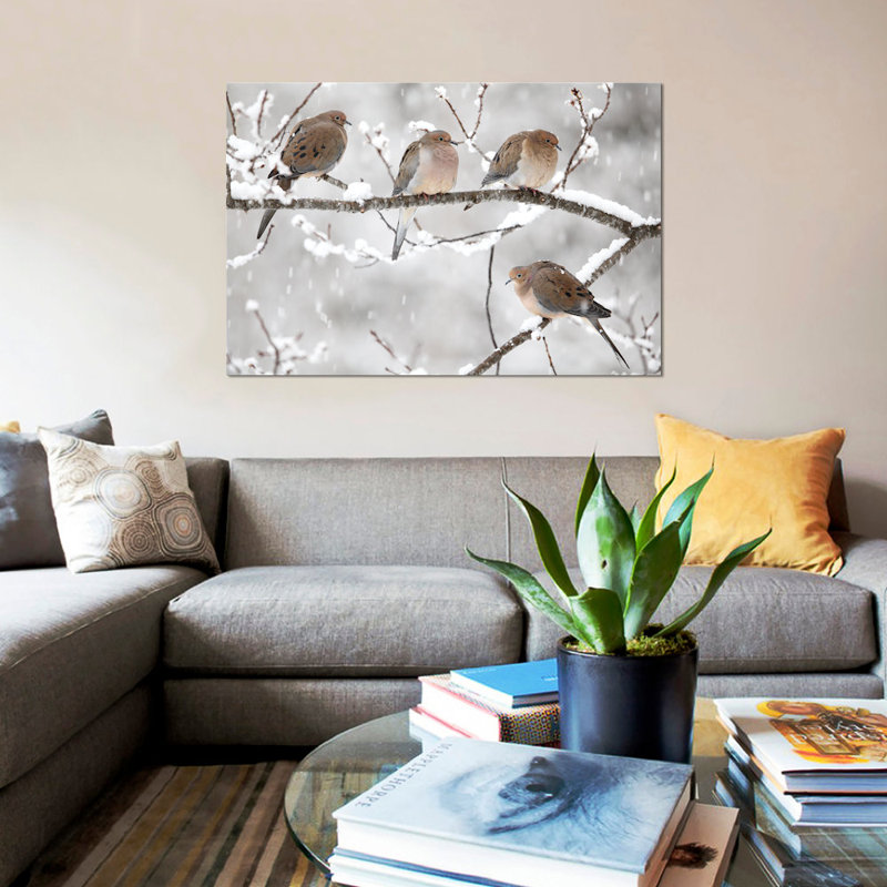 «Mourning Dove Group in Winter», Nouvelle-Écosse, Canada I par Scott Leslie - reproduction de photo, Toile tendue