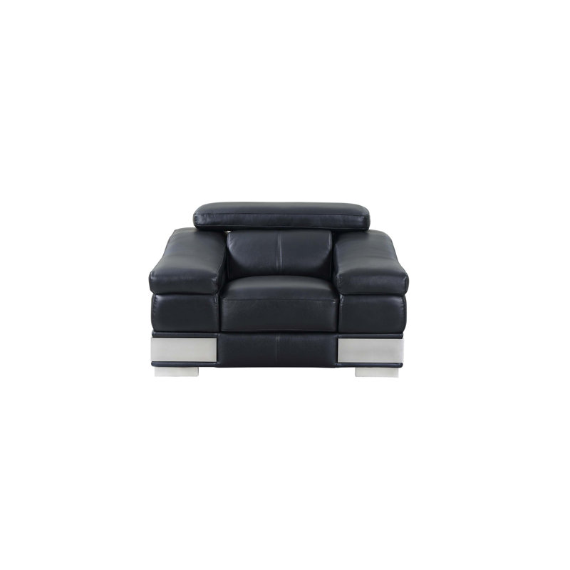 Chaise en cuir italien à grain supérieur, Noir