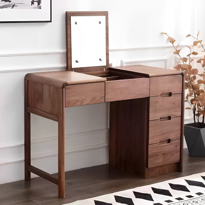 Japanese simple black walnut dressing table