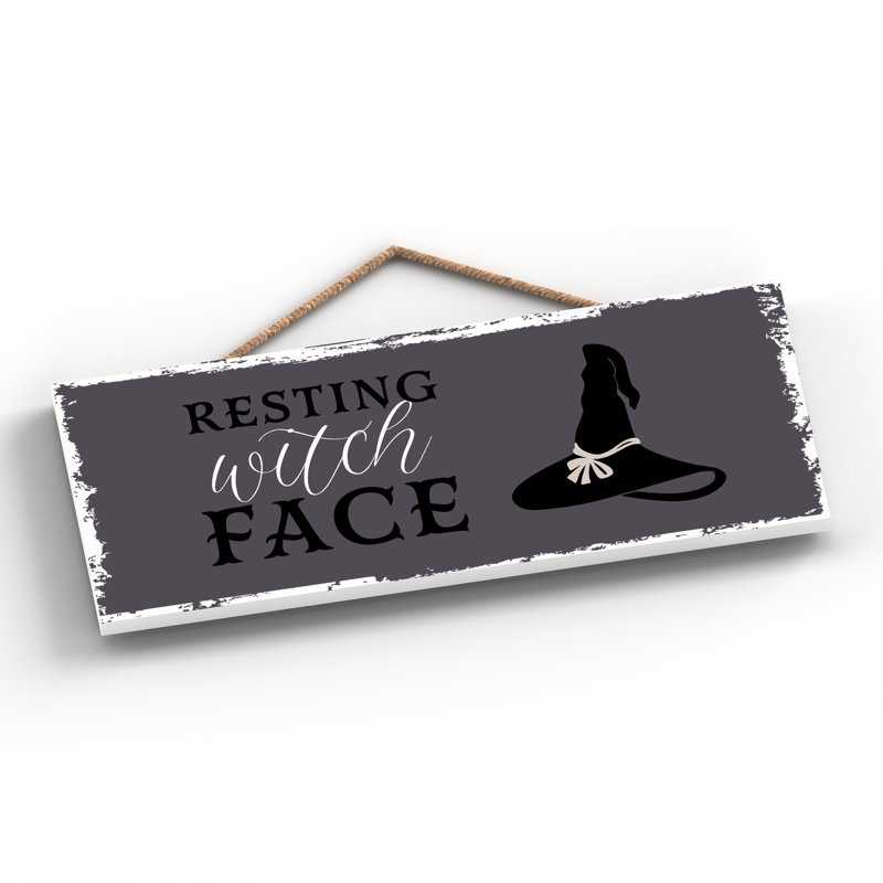 Resting Witch Face Wooden Plaque
