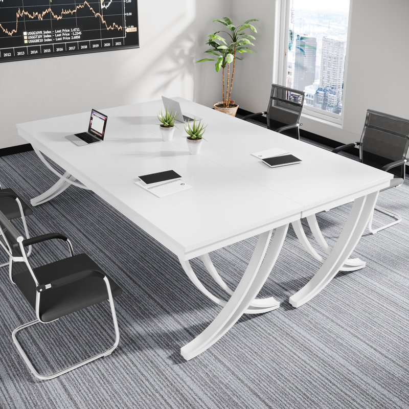 Table de conférence Huxson 78,74 po, Blanc / Blanc
