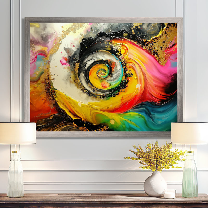 Décoration murale Popart Celestial Spiral Balance I - Abstract Fractal, H 12 po x l 20 po, Argent argent