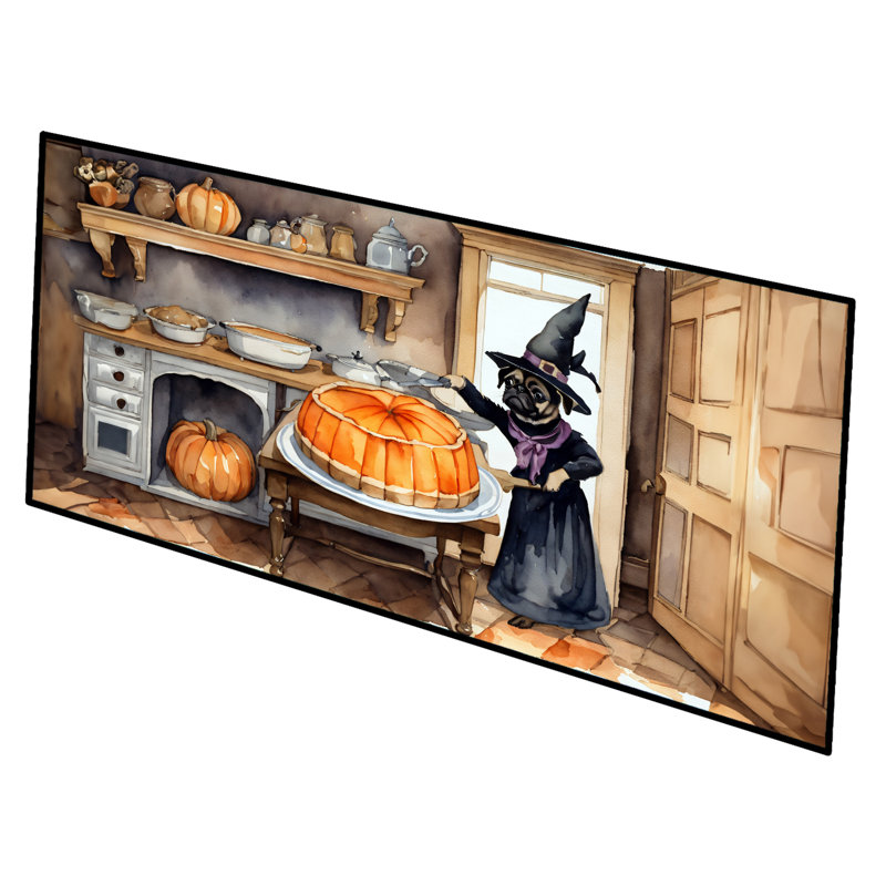 Pug Fall Kitchen Pumpkins Runner Mat 28x58