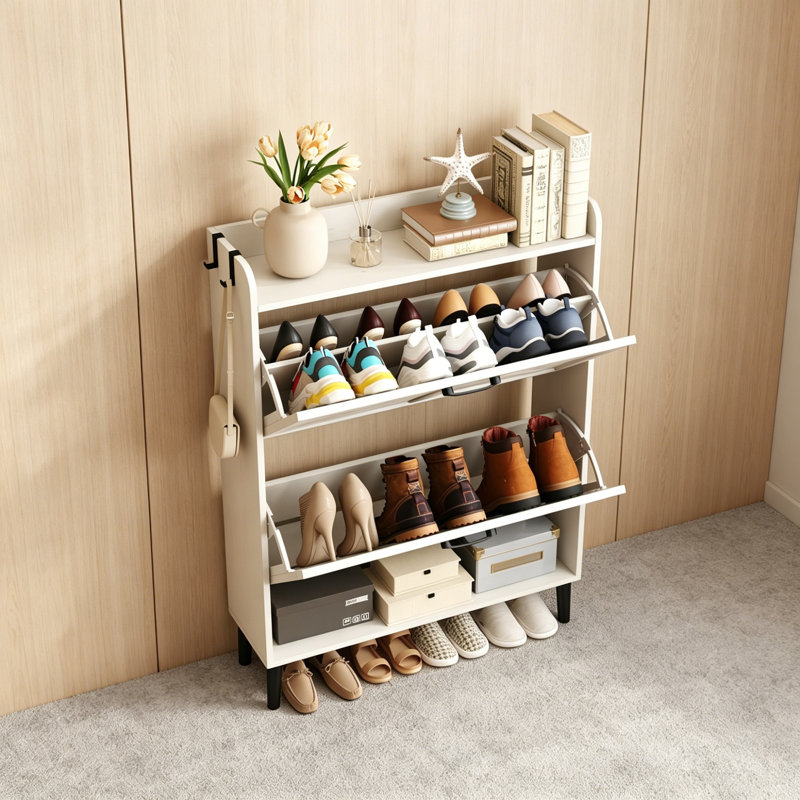 22 Pair Shoe Storage Cabinet, White