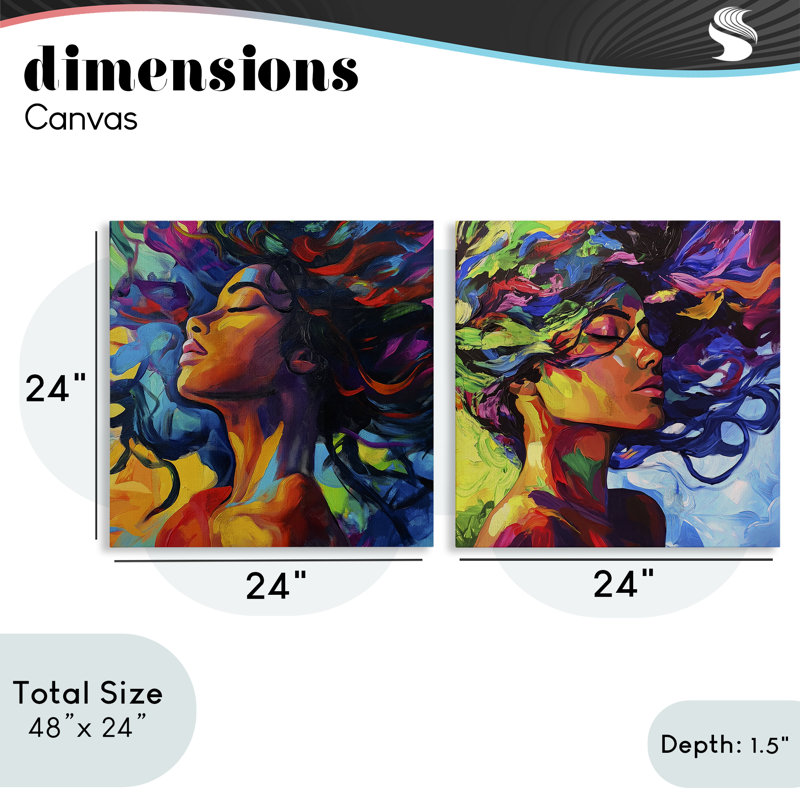 Ensemble de toiles 2 pièces Radiant Flow Of Colours, design par Svetlana Aleynikova, H 24 po x l 24 po