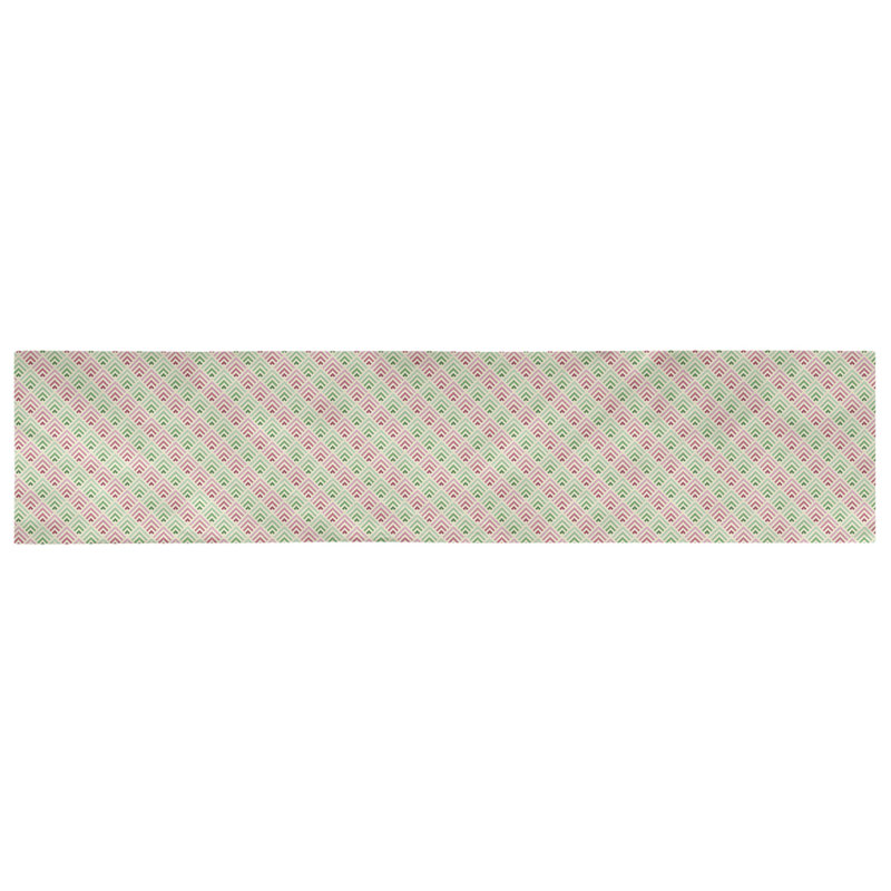 Chemin de table géométrique Avicia, 73,5 po x 17,5 po, Rose / Vert, Coton