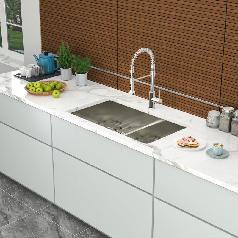 Double Bowl Undermount Kitchen Sink 33"X19", Stainless Steel 16 Gauge, 10" Deep Basin, Enhances Workflow Gauge Steel, Reduced Water Sound With Soundproof Pads