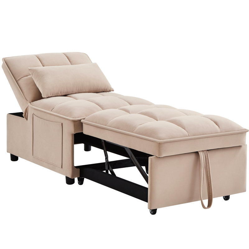 Lit 4 en 1, taupe et structure simple escamotable, velours taupe, construction, Taupe
