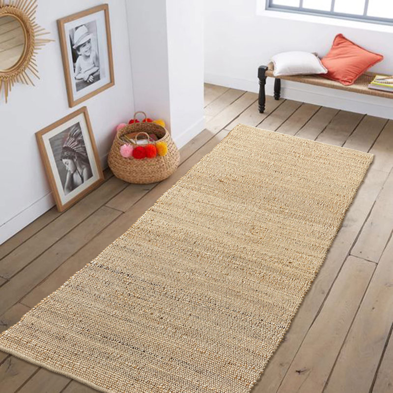 Tapis en jute Aleksei, Tapis de couloir 2 pi 6 po x 8 pi, Beige
