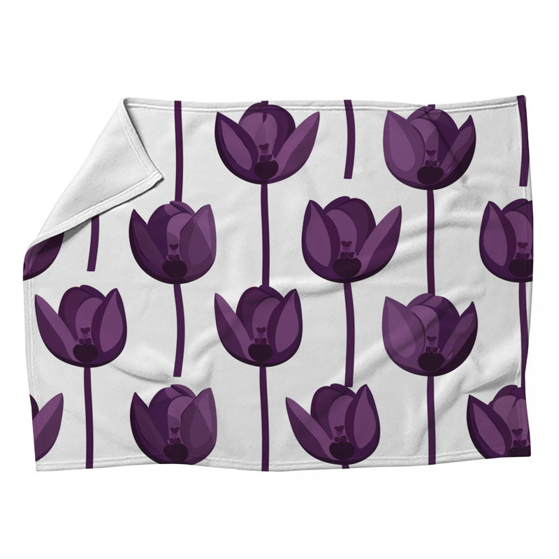 Jeté en molleton Tulips - Jetés floraux pour canapés ou lits, L 60 po x l 50 po