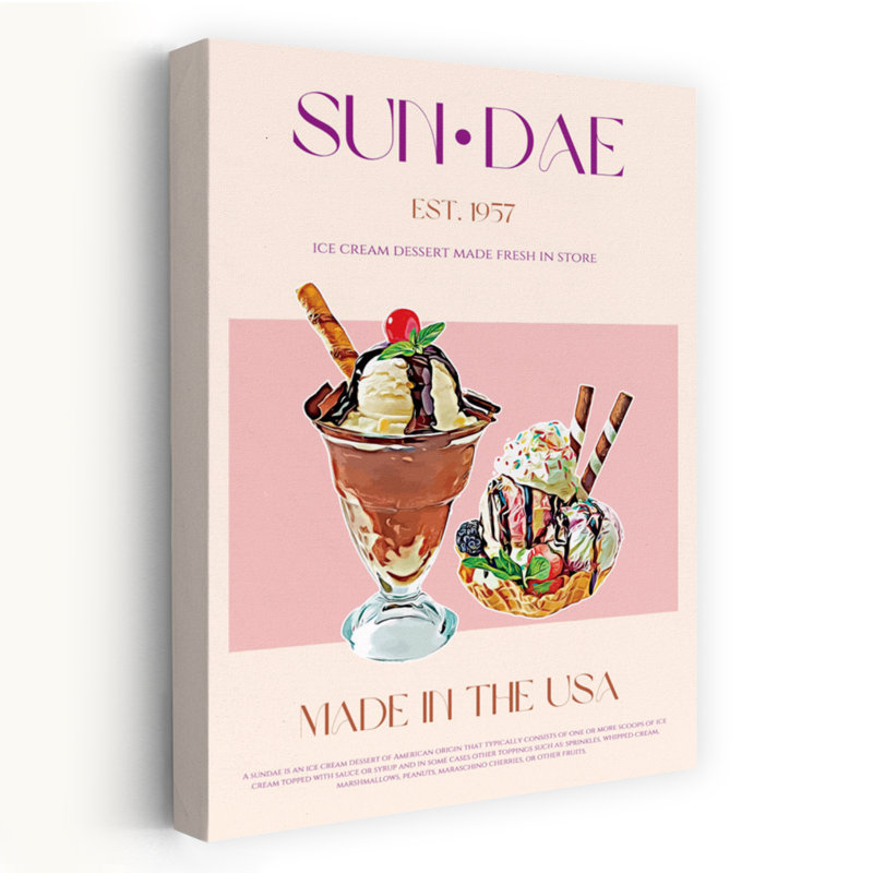 Art mural rétro rétro délicieuse Sundaes, H 60 po x l 40 po