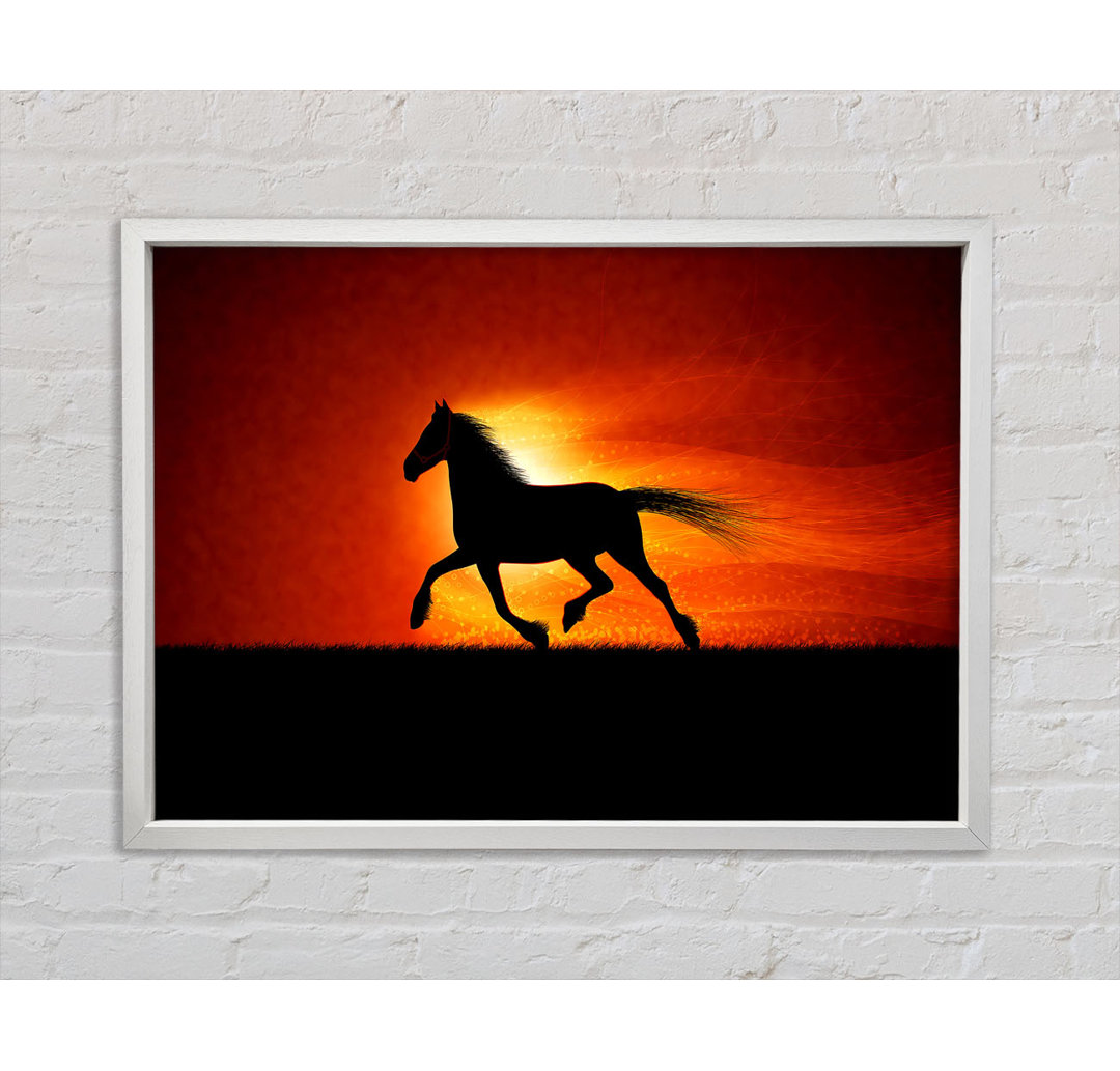 Running Horse Sunset Blaze - Einzelbildrahmen Kunstdrucke auf Leinwand