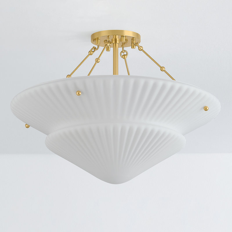 Loburn Semi Flush in Aged Brass