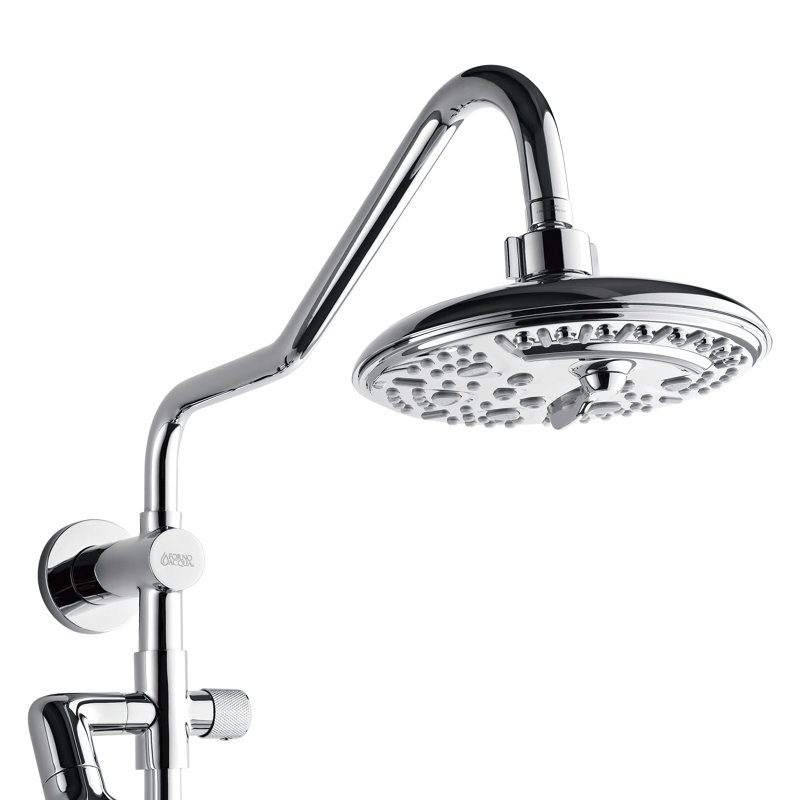 Douche FORNO ACQUA AcquaFALL, finition en acier inoxydable poli, douche à effet de pluie, inverseur 7 fonctions, pomme de douche à main, jets de corps, débit de 1,8 GPM