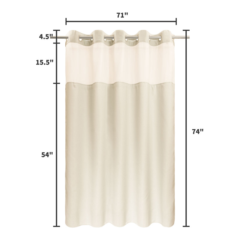 Rideau de douche Ramjani Waffle Weave, H 74 po x l 71 po, Crème, crème
