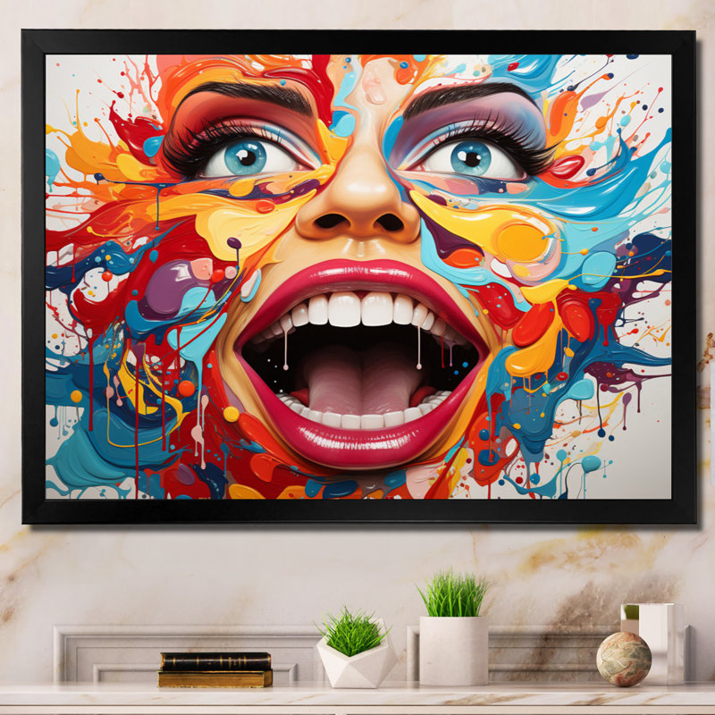 Pop Pop, portrait liquide coloré - impression, Cadre simple noir, H 34 po x l 44 po x P 1,5 po