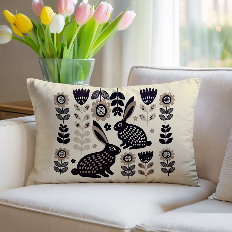 Coussin lombaire réversible intérieur / extérieur Gario Rabbit, Beige, Rectangle H 14 po x l 20 po