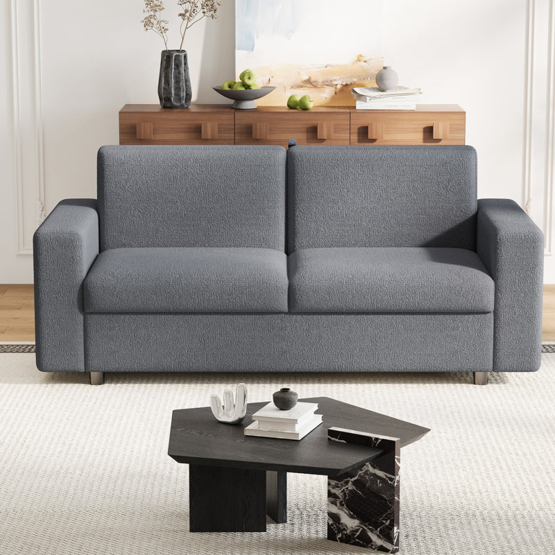 Pull Out Sofa Bed, Full Size Sleeper Sofa, 2 in 1 Convertible Sofa with Memory Foam Mattress, Loveseat Couch for Living Room, office  apartment and Small Space(Grey)