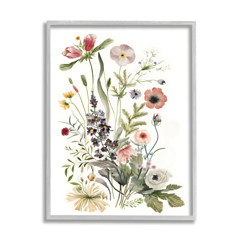 Bb-279 - Fleurs sauvages subtiles encadrées sur bois par Petals Prints, Estampe numérique Farmhouse