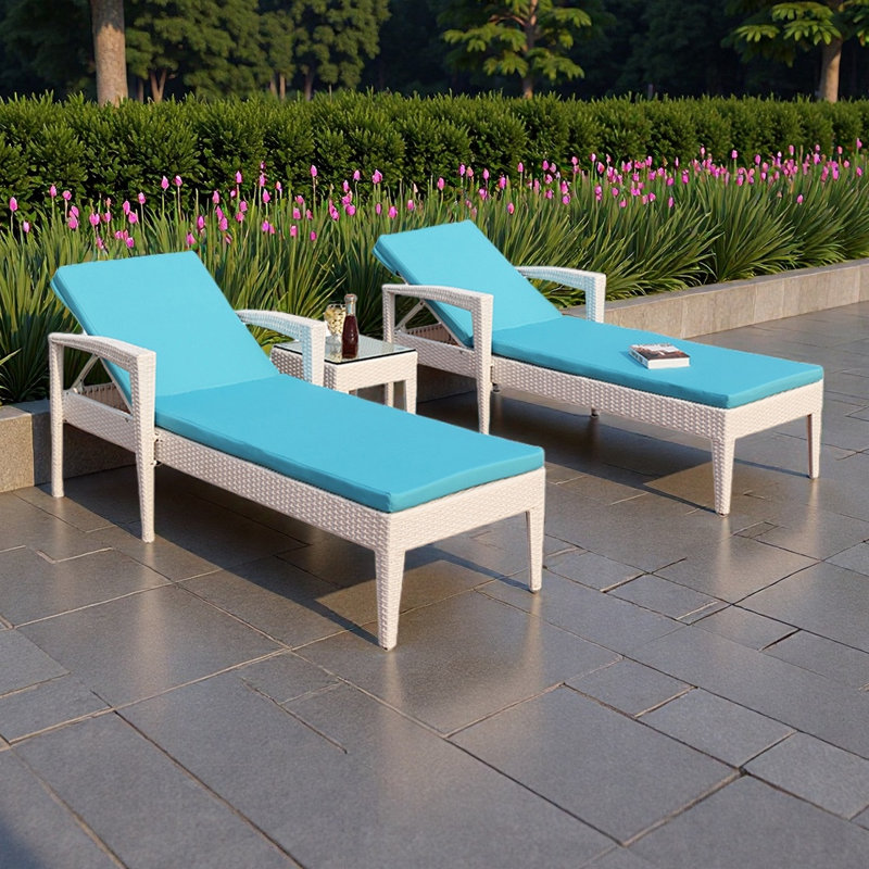 Fauteuil inclinable pour l'extérieur, Bleu, Blanc