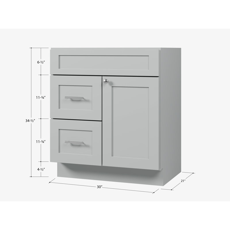 Meuble-lavabo de 30 po avec base de tiroir gauche Disar, Gris
