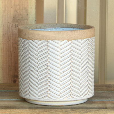 Winkler Ceramic Banded Chevron Cachepot