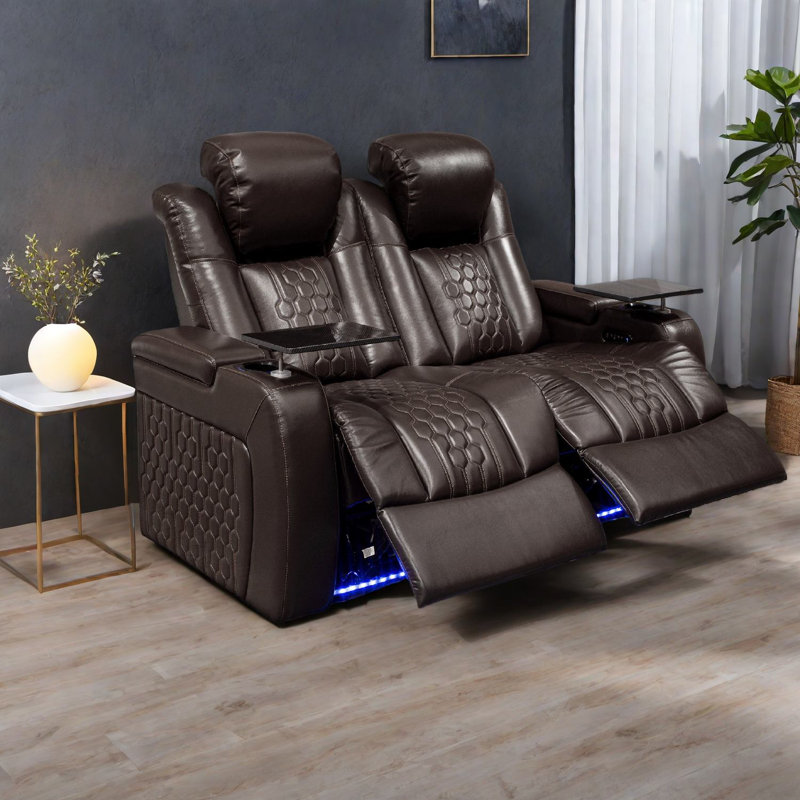 Canapés en cuir luxueux, cuir véritable, confort moderne, cinéma maison
