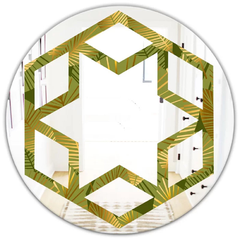 Miroir mural Hexagon Star Leaves I Eclectic, H 24 po x l 24 po