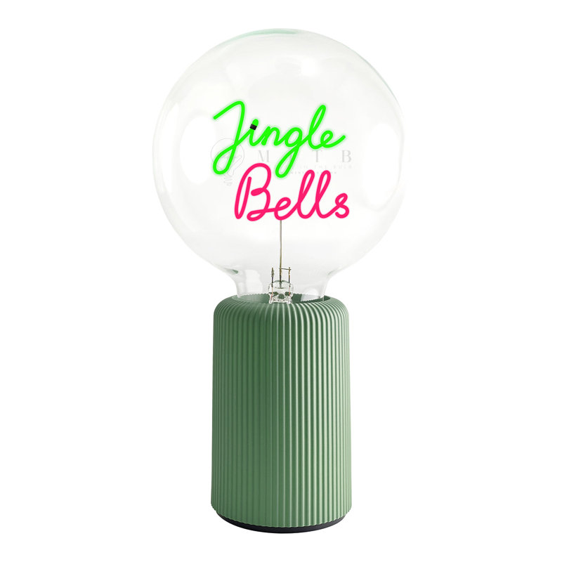 Ampoule JINGLE BELLS verte / rouge avec lampe de table PORTABLE Pop Nomad, H 19 po x l 6,8 po x P 13 po, Vert