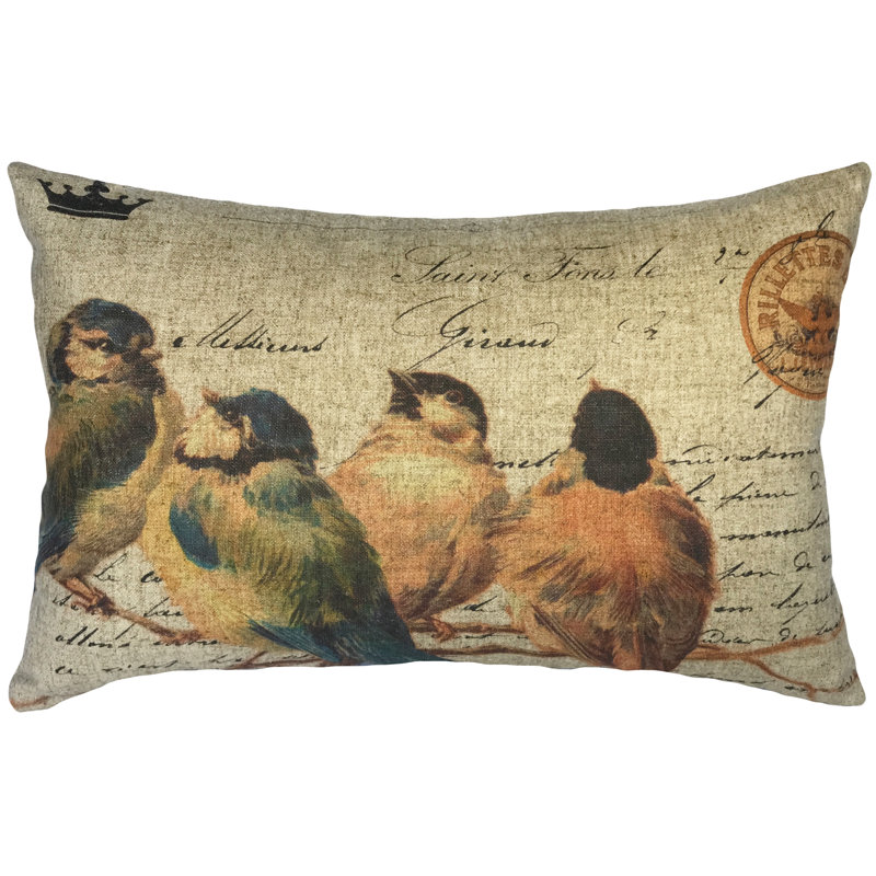  Birds of Branch Linen Lumbar Pillow