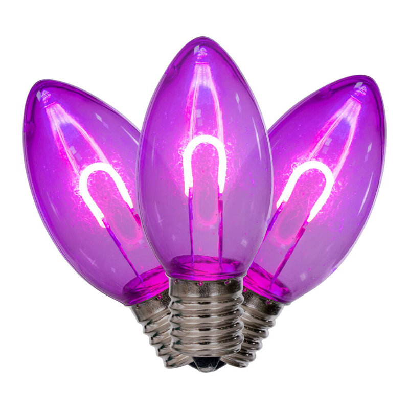 Transparent U-Shaped Filament Bulb, E17 Base, 120V, .6 Watts, 25 Bulbs per bag, 3'' H x 1'' W x 1'' D, Purple