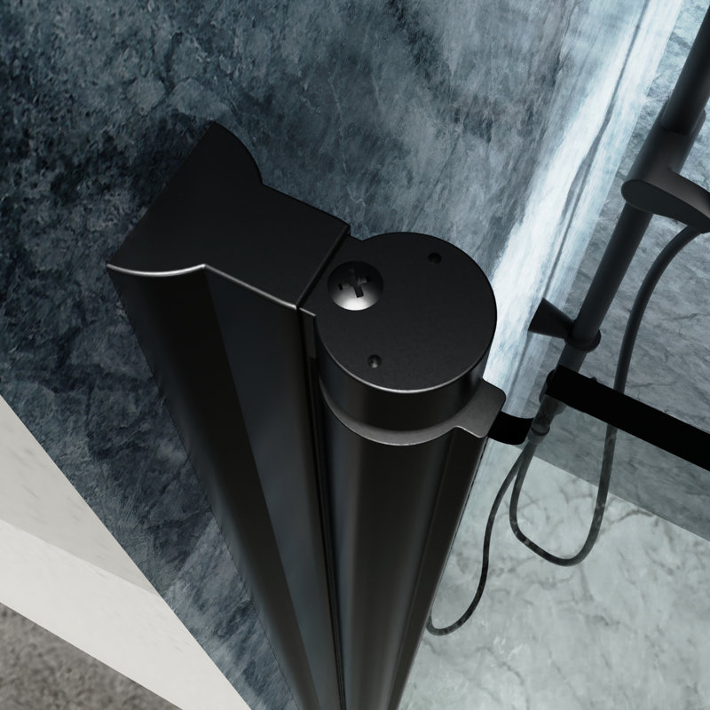 Matte Black Bi Semi- Shower Doors, 34 - 35-3/8 In. W X 72 H, Clear Glass, Aluminium For Bathroom To H Doors In Black, Attraction