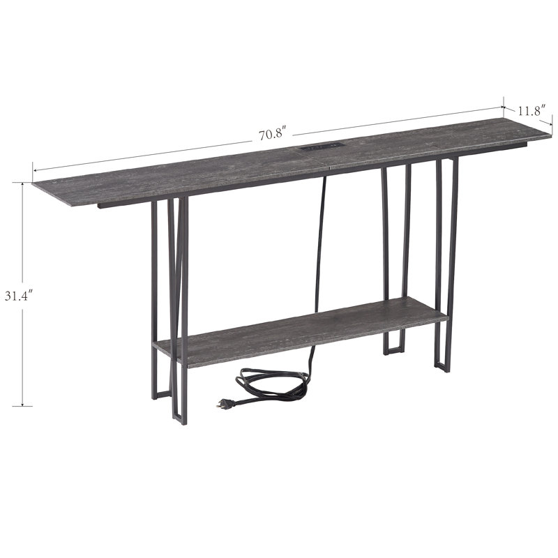 Meuble télé pour téléviseur de 43 po ou moins Pumphrey, Gris anthracite, L 70,8 po