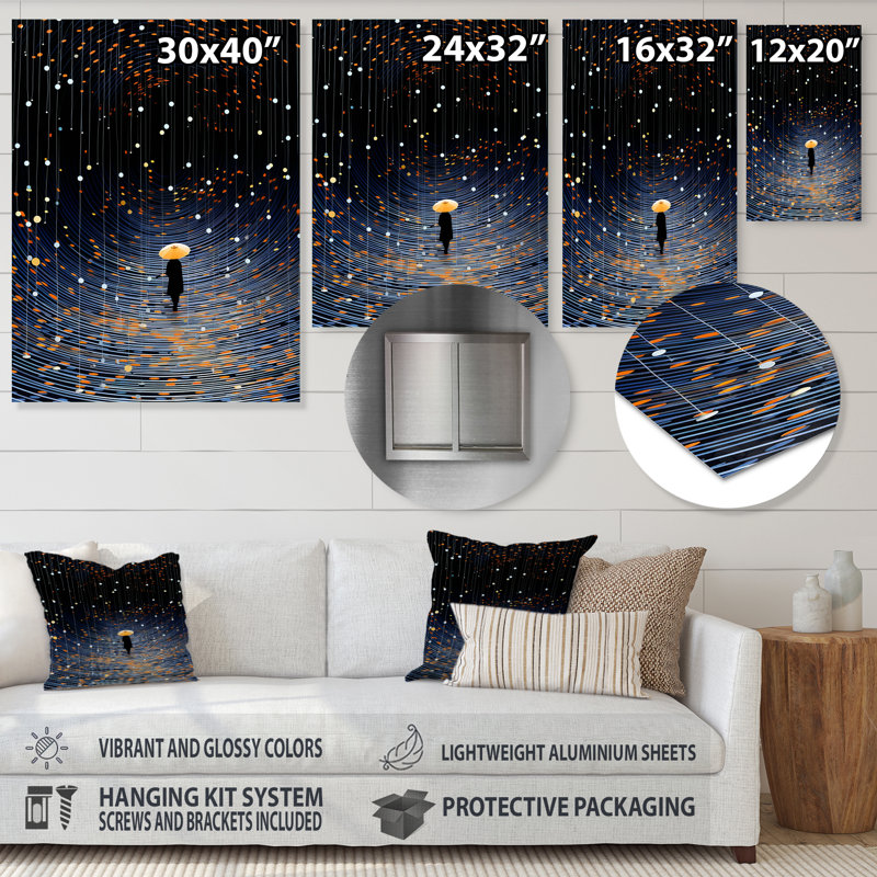 Starry Night Sky Pathway - reproduction d'art murale abstraite en métal, H 20 po x l 12 po x P 1 po