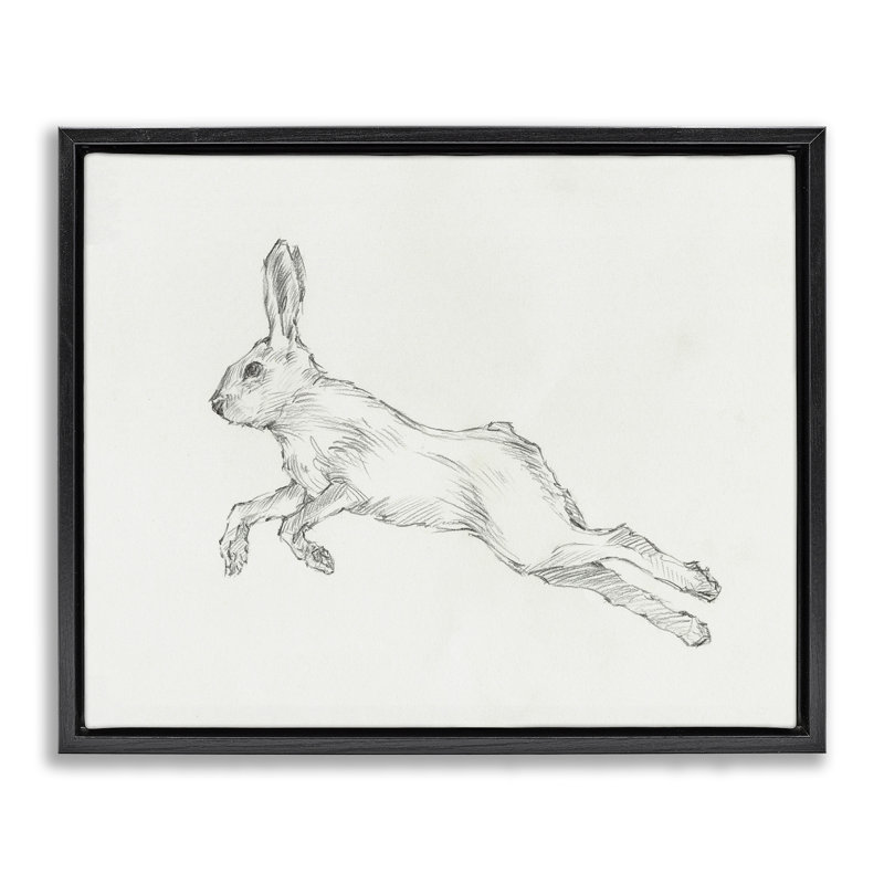 Reproduction d'art sur toile, "Lapin sautant" par Ethan Harper, H 17 po x l 21 po, Cadre flottant gris lustré