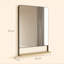  Decorative Mirror with Wood Shelf, Industrial Wall Mirror, Black-564041878