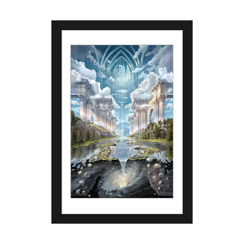 «Genesis II», impression sur toile, Papier beaux-arts encadré noir, Blanc, H 32 po x l 24 po x P 1 po