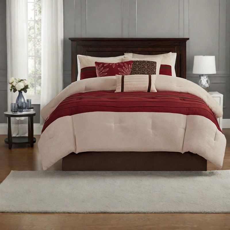 Ensembles de literie confortables en faux suède, grand luxe en polyester rouge, élégance pour la maison