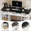 Bureau double caisson avec station de charge 3 en 1 et armoire de rangement réglable