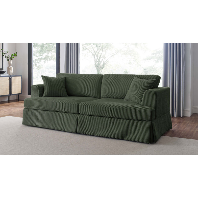 Canapé Aukusti, Velours côtelé jaune, H 33 po x l 84,5 po x P 39 po