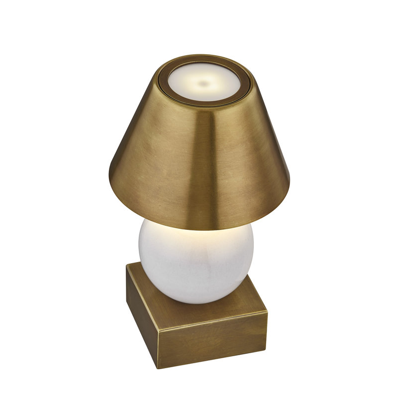 Lampe de table rechargeable à DEL 1 lumière Silas, Brun / Blanc