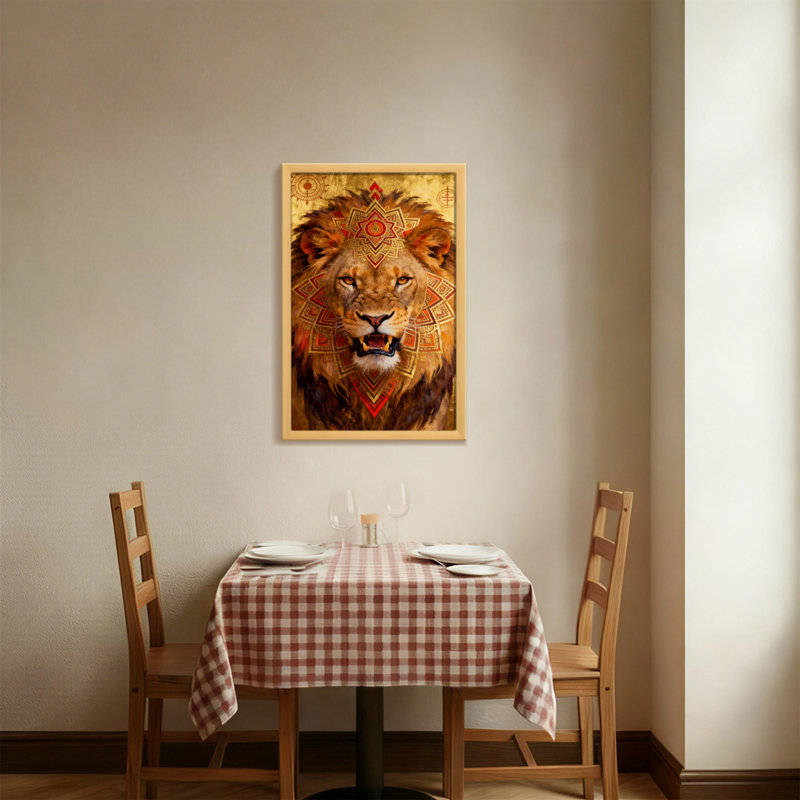 Animaux, lion, mandala, reproduction d'art, H 30 po x l 20 po
