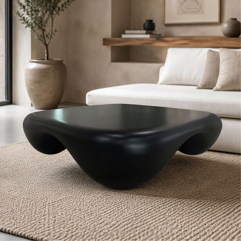 Table basse - Faux travertin texturé - Moderne - pour le salon / bureau, Noir