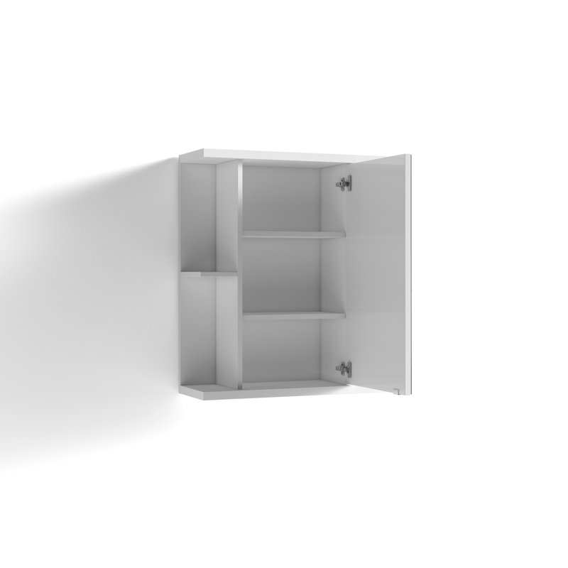 Eudaldo 600mm W 700mm H Surface Frameless Medicine Cabinet Mirror 4 Adjustable, White